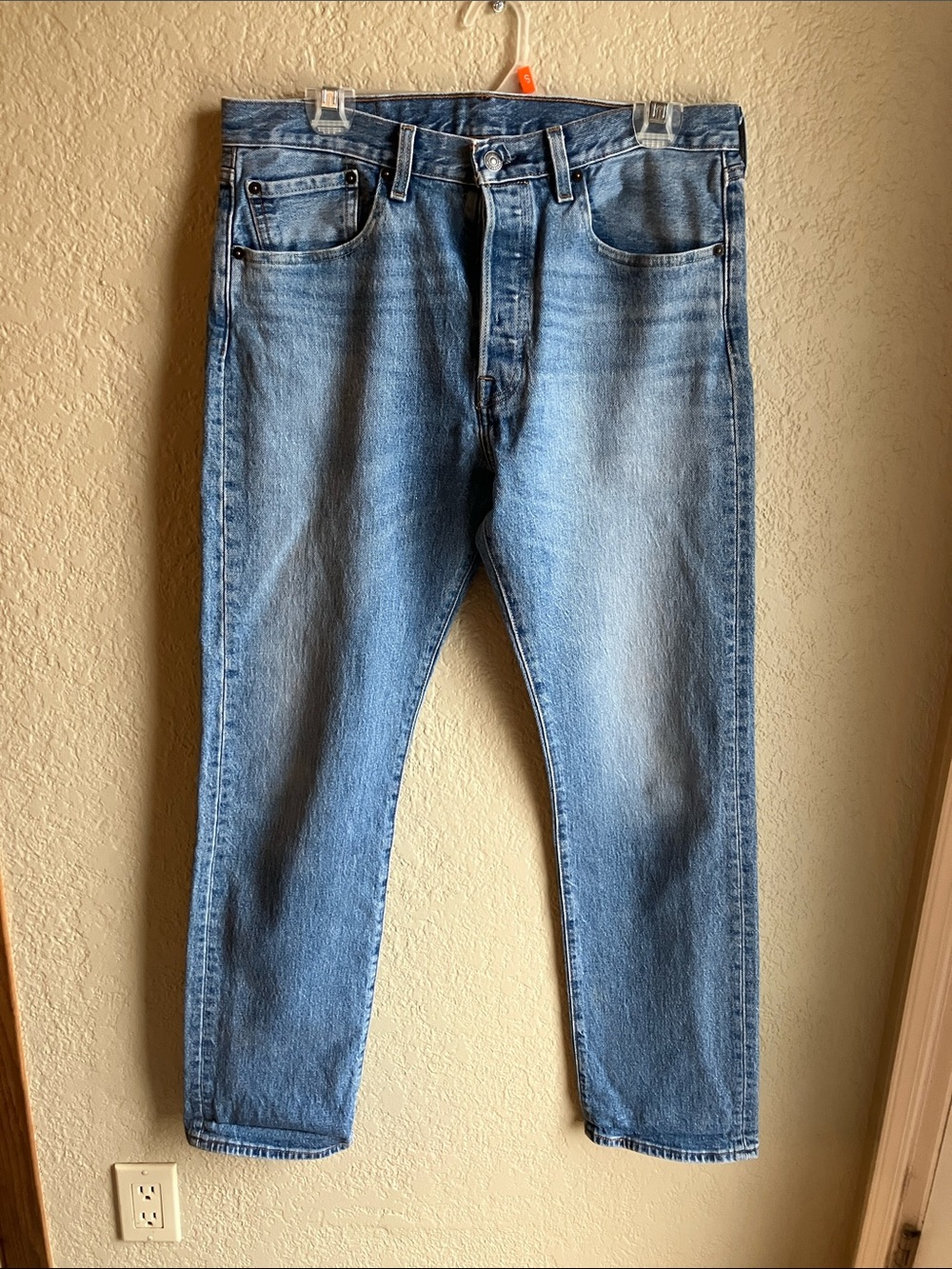 Levi's Men's or women’s 501 Light Blue Slim Straight Jeans